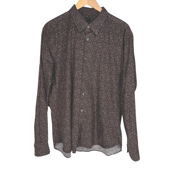 John Varvatos USA Other - John Varvatos Mens Floral Button Down Shirt Large Brown Oxford